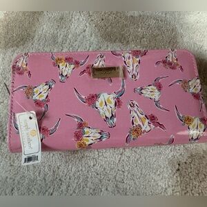 Simply Southern Pink Floral Skull Wallet
